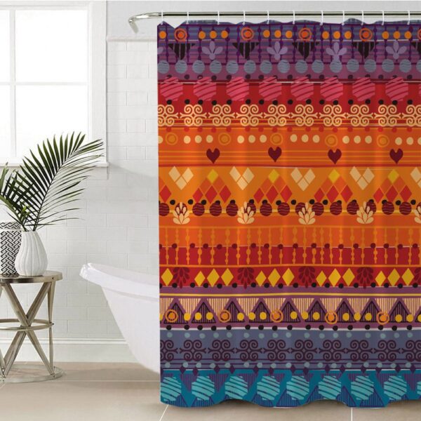 Native American Shower Curtain, Tribal Seamless Pattern Shower Curtain, Designer Shower Curtains