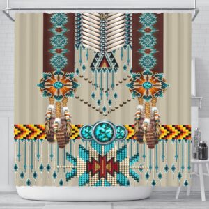 Native American Shower Curtain, Turquoise Blue Pattern…