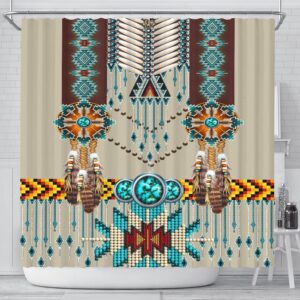 Native American Shower Curtain Turquoise Blue Pattern Breastplate Native American Shower Curtain Designer Shower Curtains 2 czta54.jpg