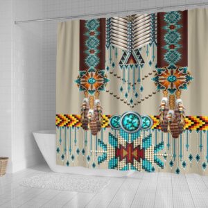 Native American Shower Curtain Turquoise Blue Pattern Breastplate Native American Shower Curtain Designer Shower Curtains 3 xyhmbm.jpg