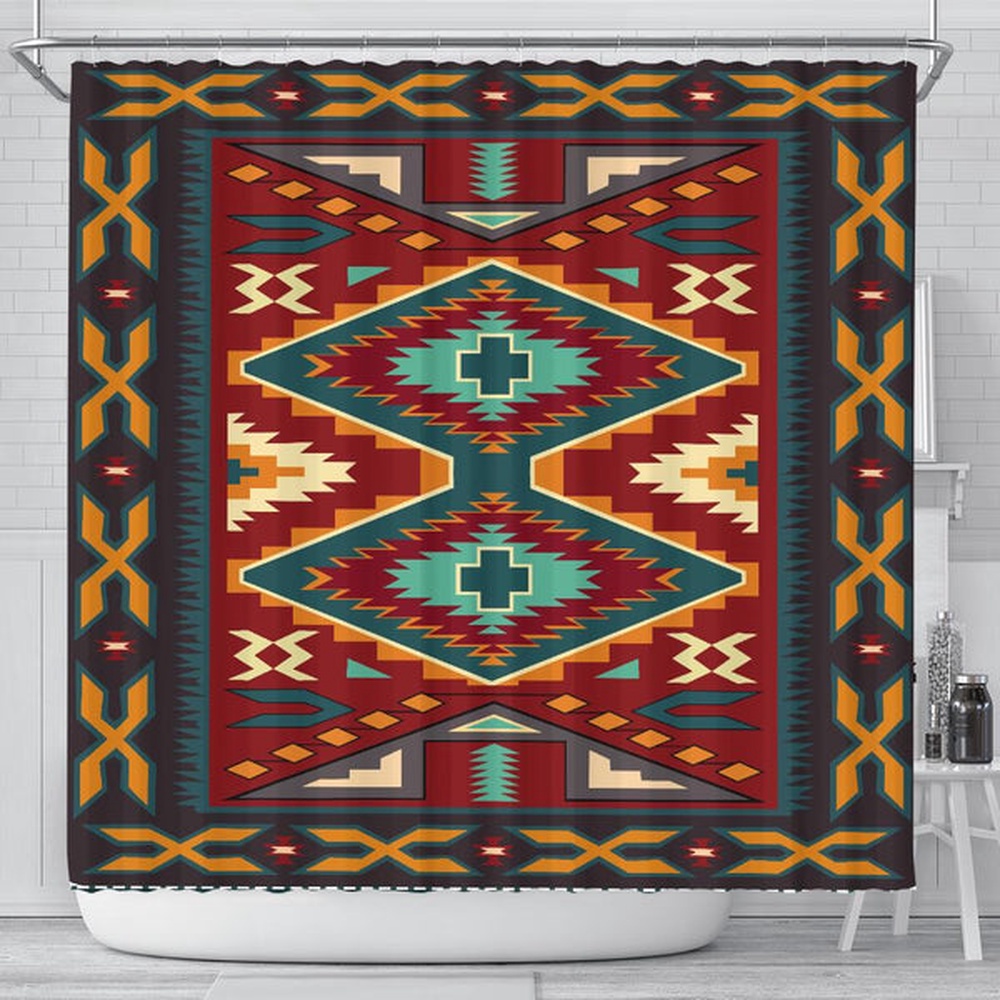 Native American Shower Curtain, United Tribes Pattern Native American Shower Curtain, Designer Shower Curtains