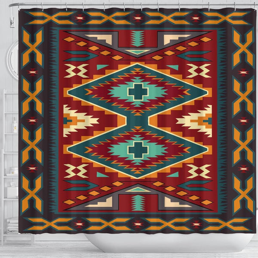 Native American Shower Curtain, United Tribes Pattern Native American Shower Curtain, Designer Shower Curtains