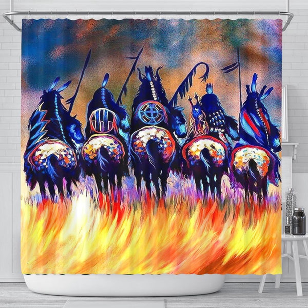 Native American Shower Curtain, Warriors Native American Shower Curtain, Designer Shower Curtains Native American Shower Curtain, Warriors Native American Shower Curtain, Designer Shower Curtains