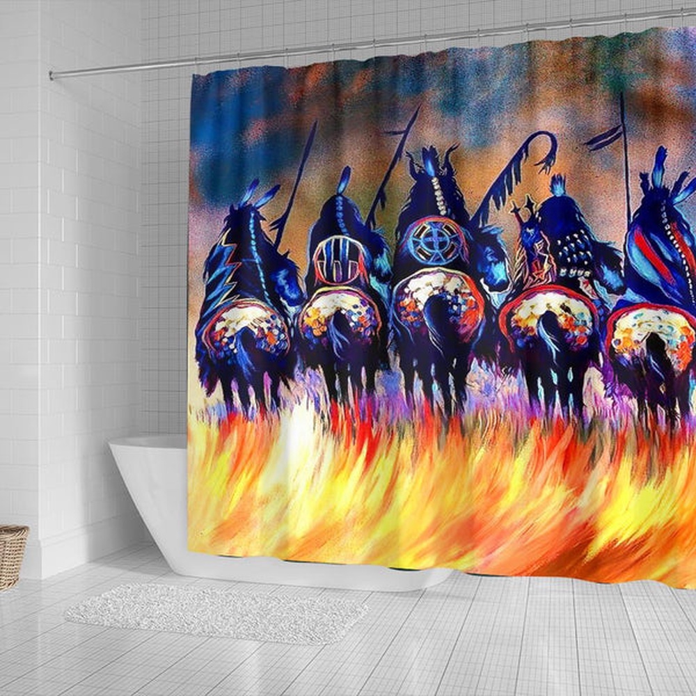 Native American Shower Curtain, Warriors Native American Shower Curtain, Designer Shower Curtains Native American Shower Curtain, Warriors Native American Shower Curtain, Designer Shower Curtains