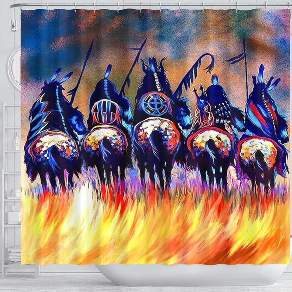 Native American Shower Curtain, Warriors Native American Shower Curtain, Designer Shower Curtains Native American Shower Curtain, Warriors Native American Shower Curtain, Designer Shower Curtains