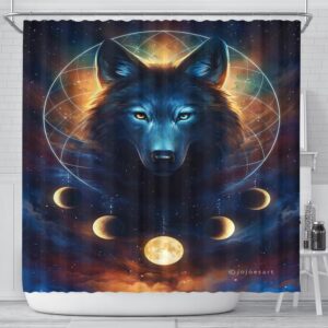 Native American Shower Curtain, Wolf Lion Dreamcatcher…