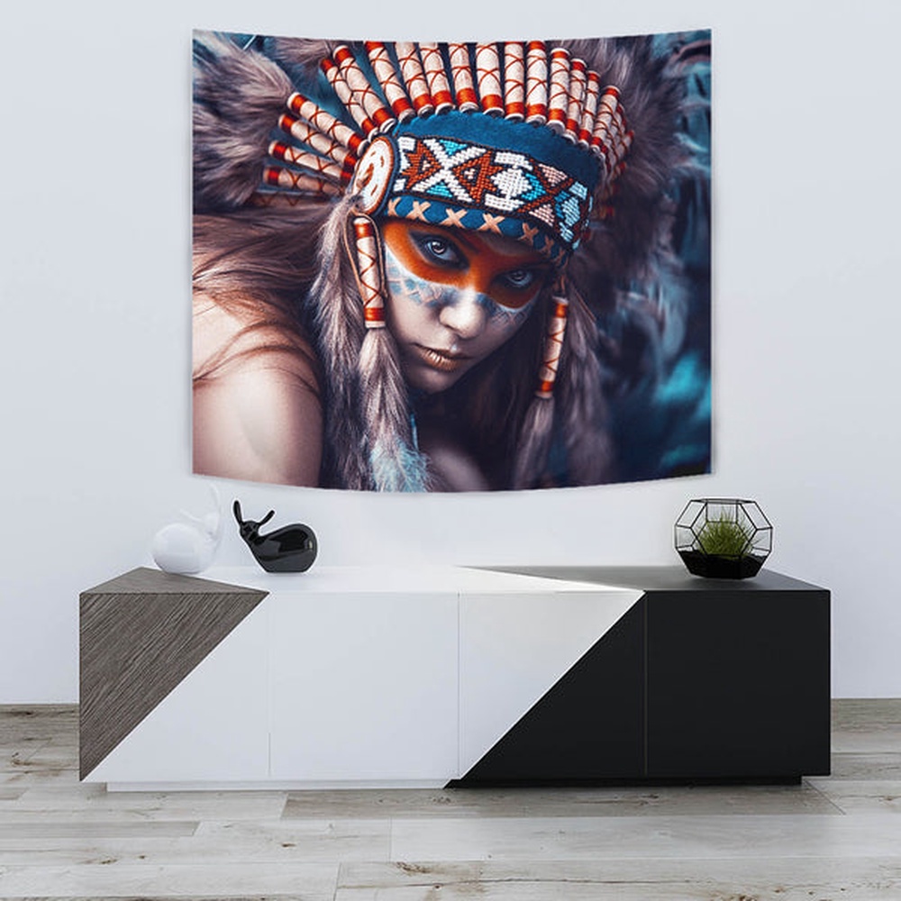 Native American Tapestry, 3D Native Girl Native American Tapestry, Wall Tapestry Native American