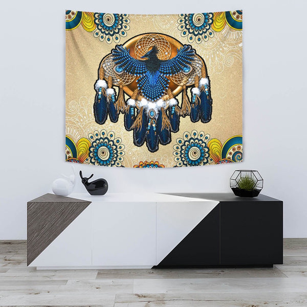 Native American Tapestry, Blue Thunderbird Native Tapestry, Wall Tapestry Native American