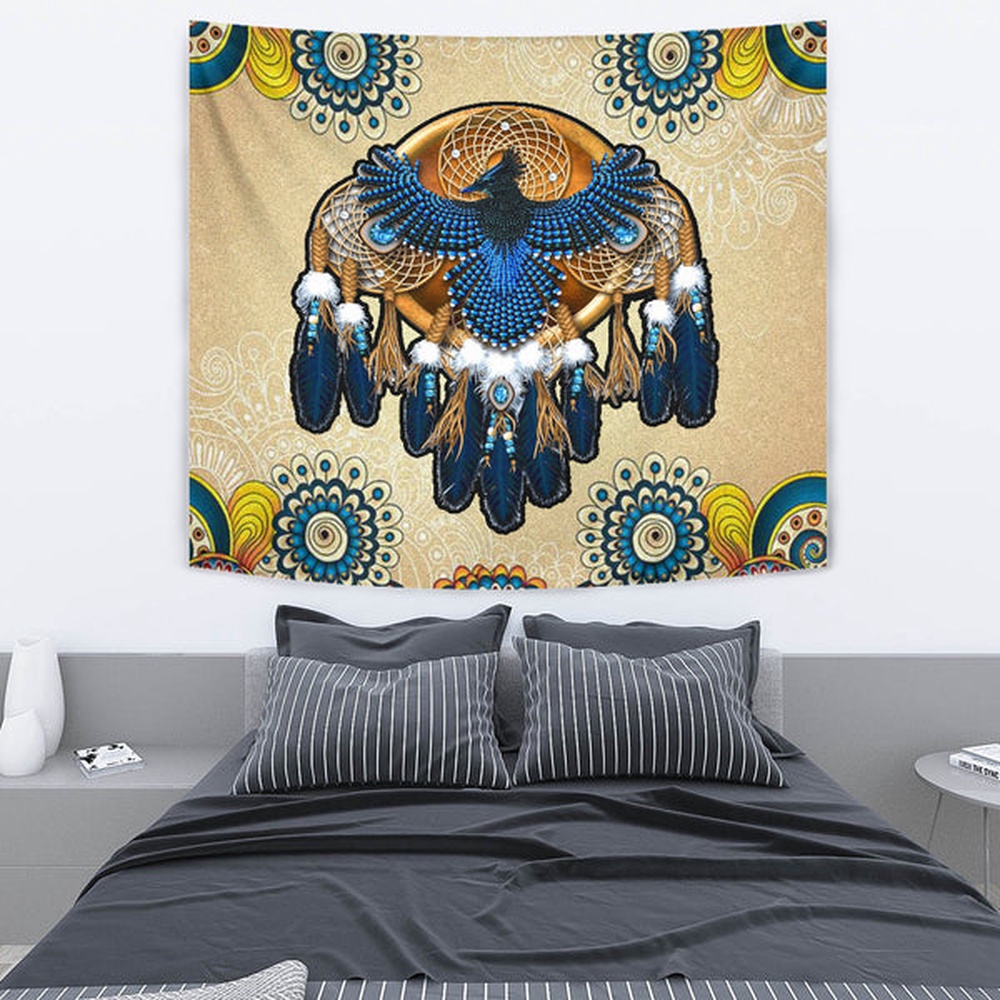 Native American Tapestry, Blue Thunderbird Native Tapestry, Wall Tapestry Native American