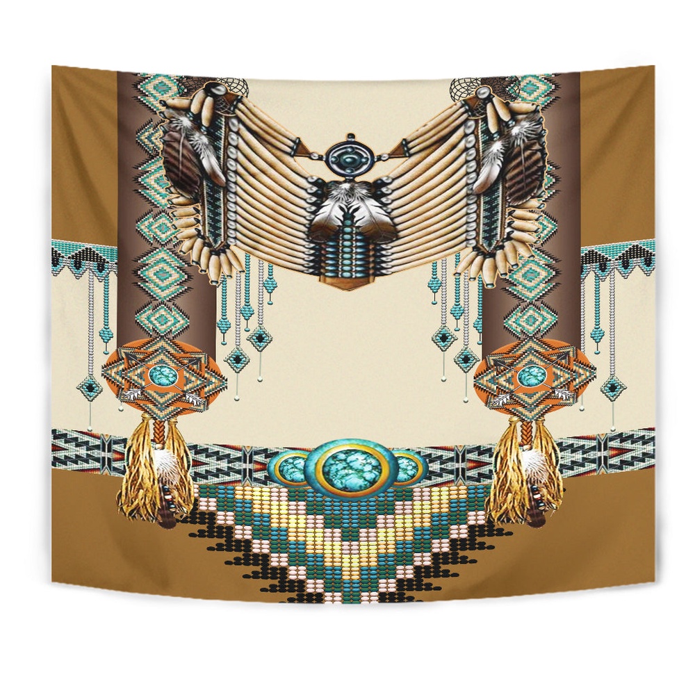 Native American Tapestry, Brown Pattern Breastplate Native American Tapestry, Wall Tapestry Native American