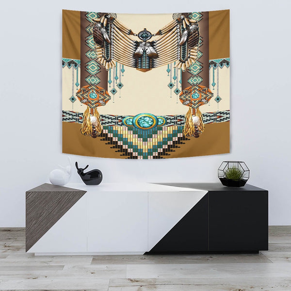 Native American Tapestry, Brown Pattern Breastplate Native American Tapestry, Wall Tapestry Native American