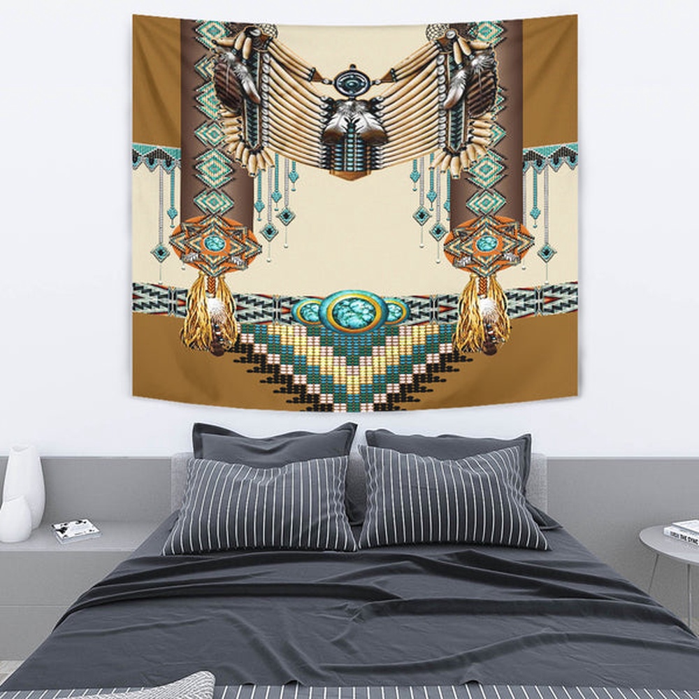 Native American Tapestry, Brown Pattern Breastplate Native American Tapestry, Wall Tapestry Native American