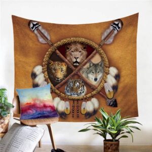 Native American Tapestry Carpet Lion Tiger Leopard Bear Tapestry Wall Tapestry Native American 2 e2kedk.jpg