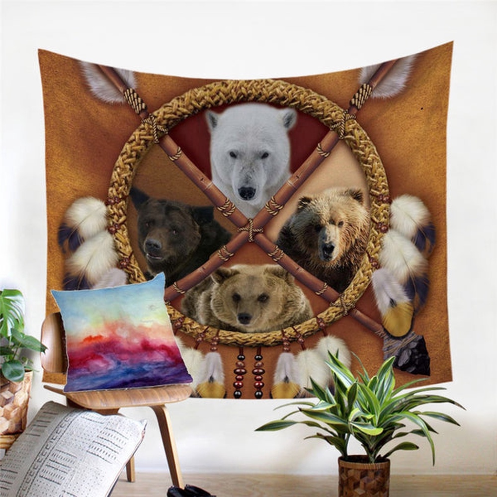 Native American Tapestry, Carpet Lion Tiger Leopard Bear Tapestry, Wall Tapestry Native American