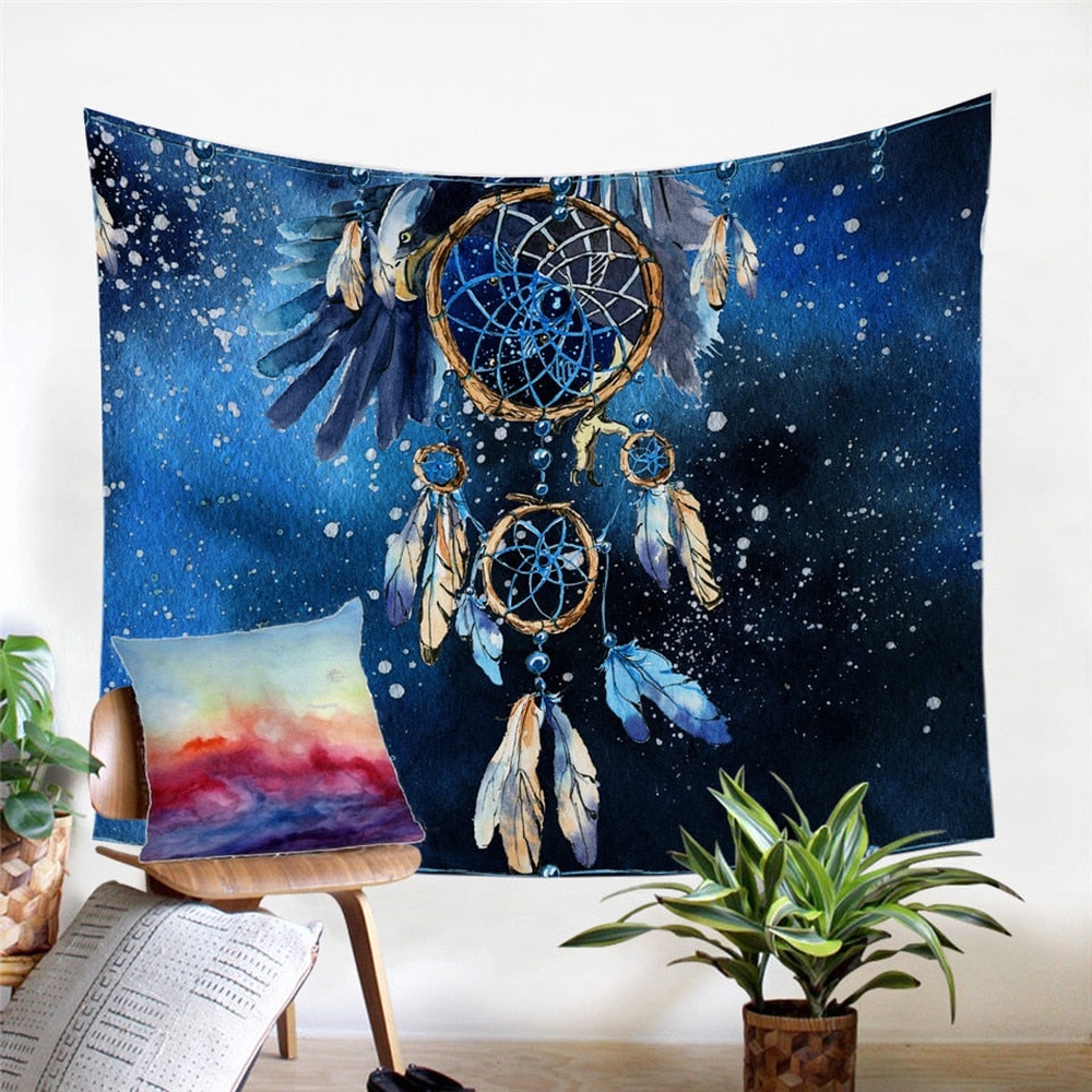Native American Tapestry, Dreamcatcher Blue Galaxy Decorative Tapestry, Wall Tapestry Native American