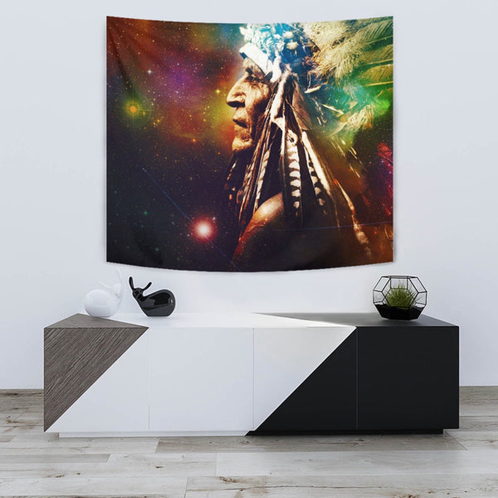 Native American Tapestry, Galaxy Chief Painting All Over Hoodie Tapestry, Wall Tapestry Native American