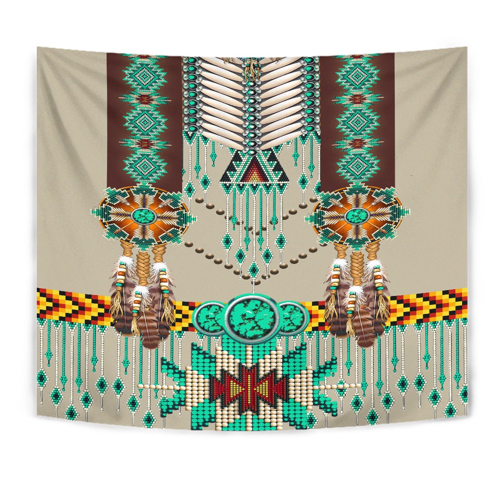 Native American Tapestry, Green Pattern Breastplate Tapestry, Wall Tapestry Native American