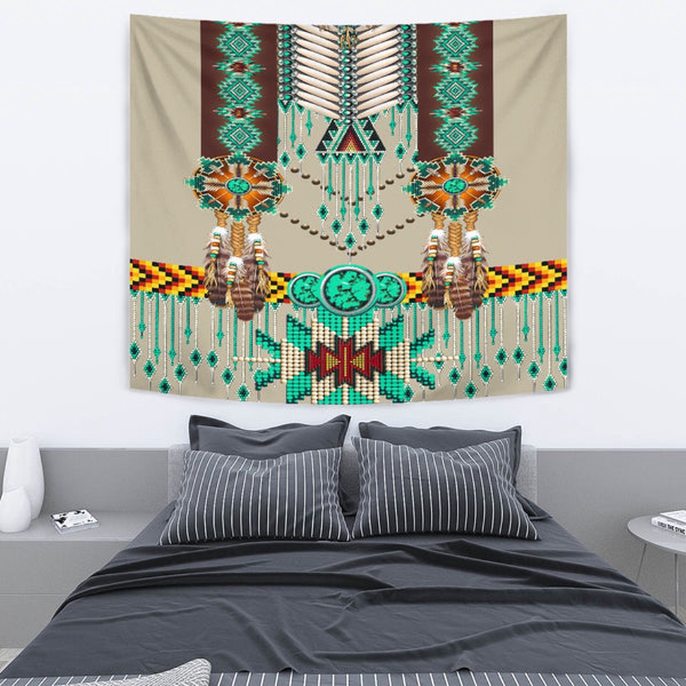 Native American Tapestry, Green Pattern Breastplate Tapestry, Wall Tapestry Native American