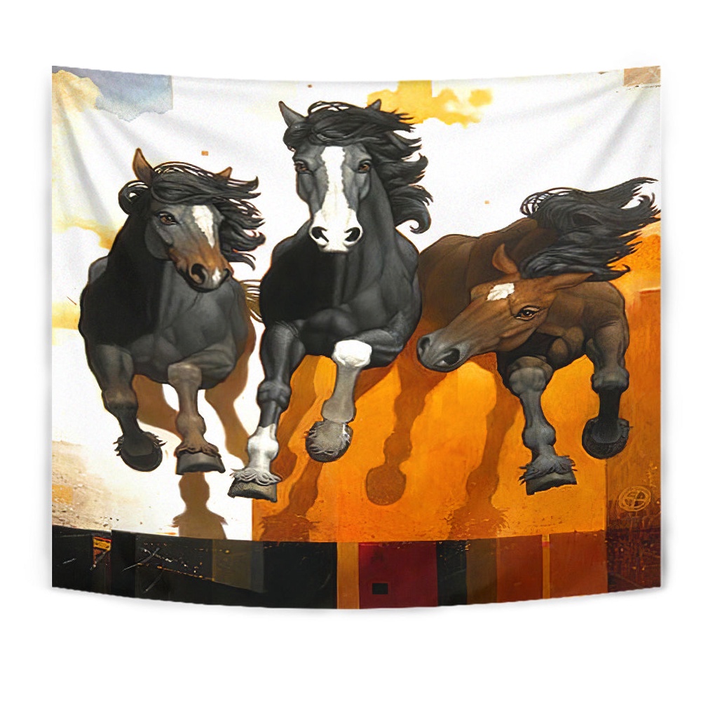 Native American Tapestry, Horse Running Native Tapestry, Wall Tapestry Native American