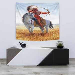 Native American Tapestry Native American Chief Shooting Bow And Arrow Tapestry Wall Tapestry Native American 3 dhpnor.jpg