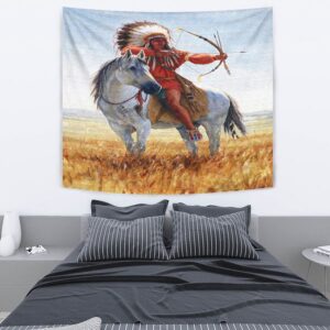 Native American Tapestry Native American Chief Shooting Bow And Arrow Tapestry Wall Tapestry Native American 4 ax6jwa.jpg