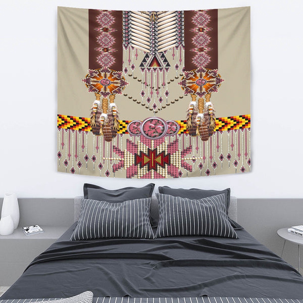 Native American Tapestry, Pink Pattern Breastplate Tapestry, Wall Tapestry Native American