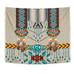 Native American Tapestry Turquoise Blue Pattern Breastplate Native American Tapestry Wall Tapestry Native American 2 hmjudx.jpg