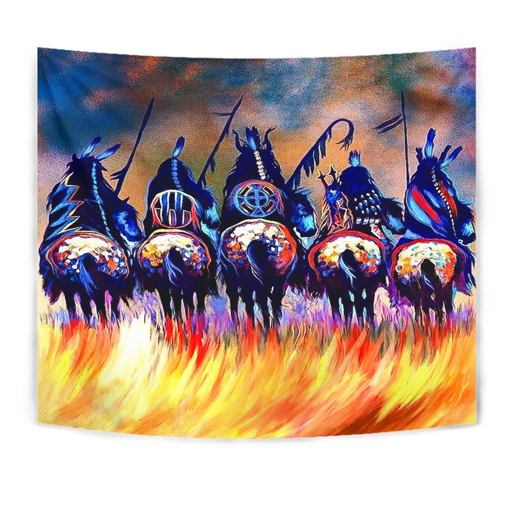 Native American Tapestry, Warriors Native American Tapestry, Wall Tapestry Native American