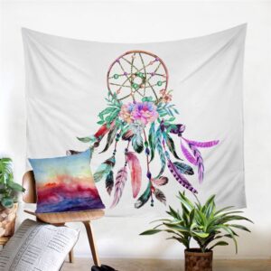 Native American Tapestry Watercolor Dreamcatcher Feathers Tapestry Wall Tapestry Native American 3 iyvqf0.jpg