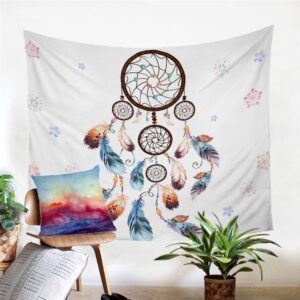 Native American Tapestry Watercolor Dreamcatcher Feathers Tapestry Wall Tapestry Native American 4 aoxh2a.jpg