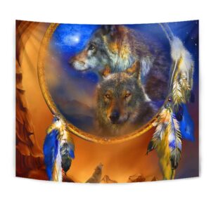 Native American Tapestry, Wolf Dreamcatcher Native American…