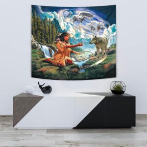 Native American Tapestry Wolves Native Women Native American Tapestry Wall Tapestry Native American 3 ehupoh.jpg