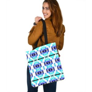 Native American Tote Bag Blue Brocade Native American 3D Printed Canvas Tote Bag Native American Bag 2 o26juy.jpg