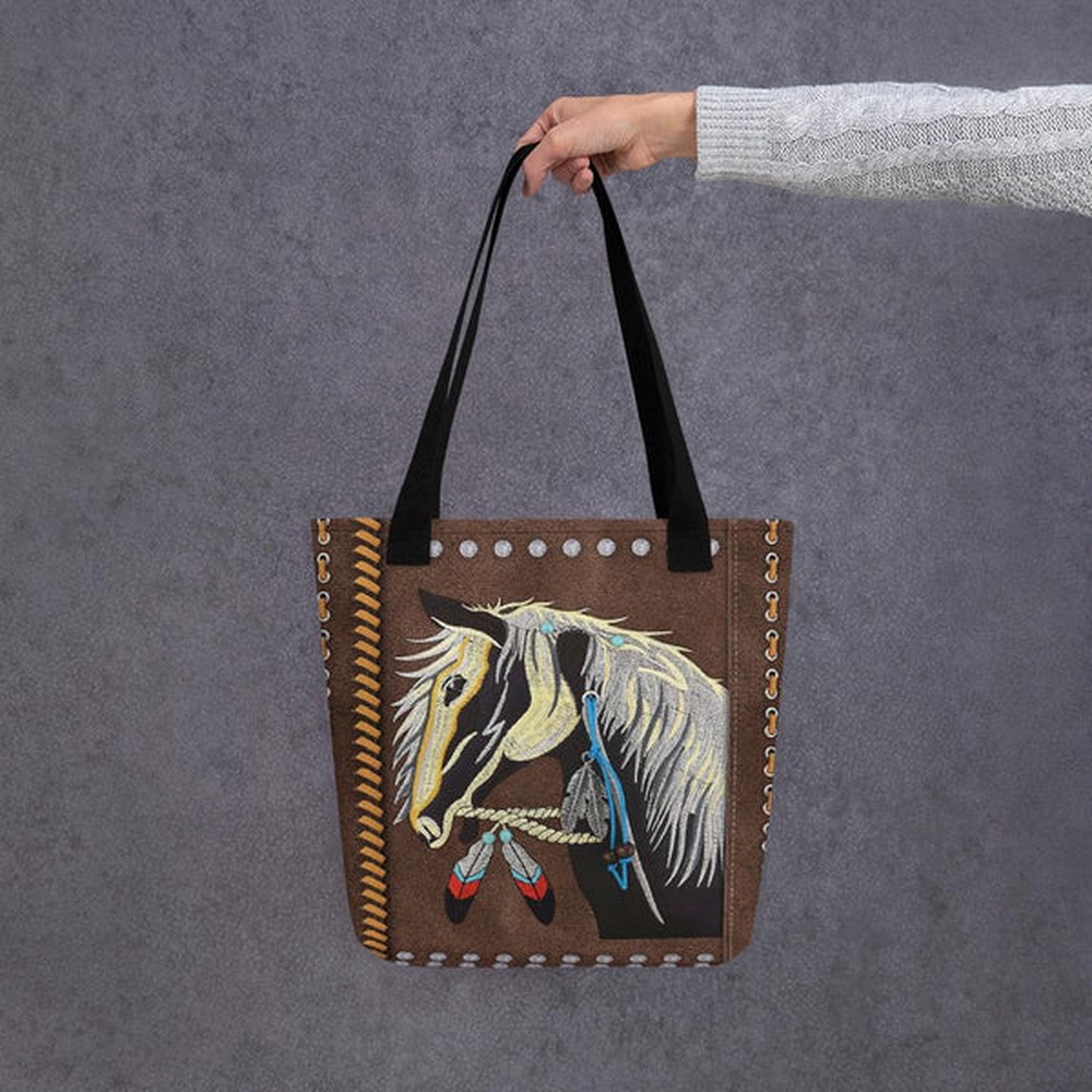 Native American Tote Bag, Native Horse Tote bag, Native American Bag