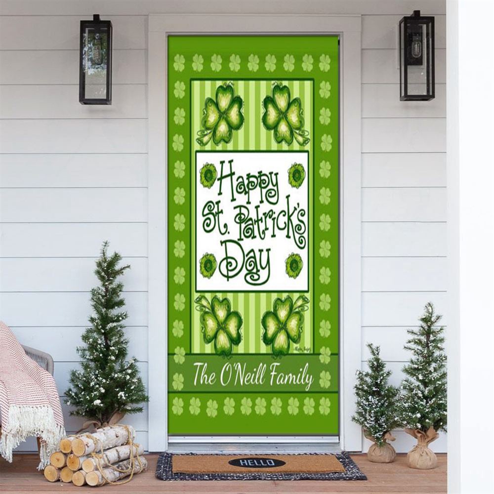 Personalized Happy St Patrick’s Day Clover Door Cover, St Patrick’s Day Door Cover, St Patrick’s Day Door Decor Personalized Happy St Patrick’s Day Clover Door Cover, St Patrick’s Day Door Cover, St Patrick’s Day Door Decor