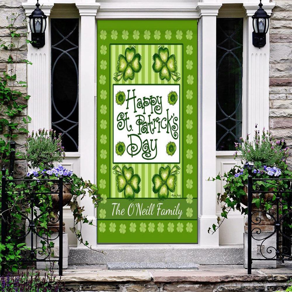 Personalized Happy St Patrick’s Day Clover Door Cover, St Patrick’s Day Door Cover, St Patrick’s Day Door Decor Personalized Happy St Patrick’s Day Clover Door Cover, St Patrick’s Day Door Cover, St Patrick’s Day Door Decor