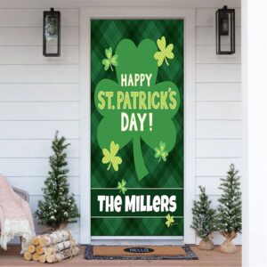 Personalized Lucky Shamrocks Door Cover, St Patrick’s…