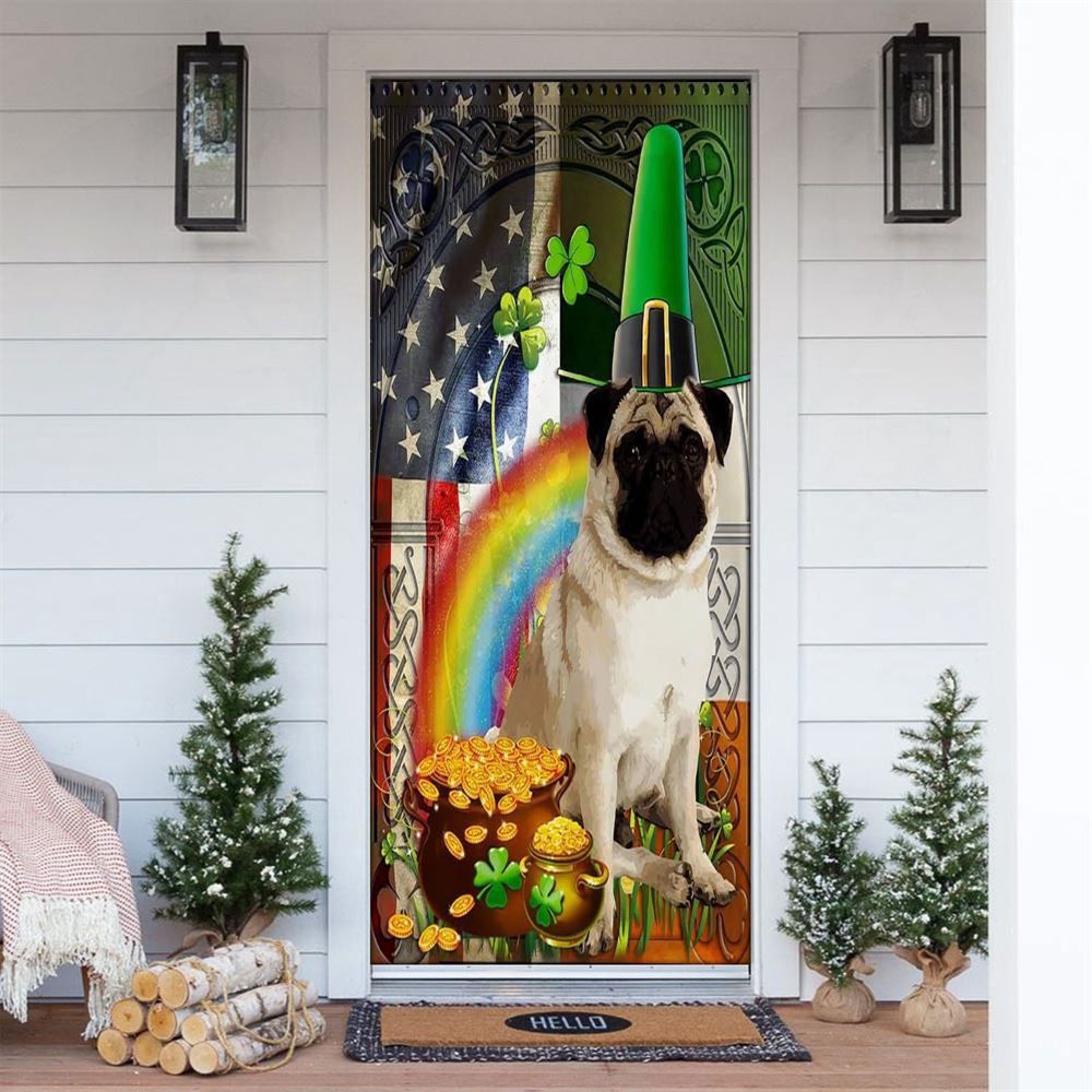 Pug Irish American Door Cover, St Patrick’s Day Door Cover, St Patrick’s Day Door Decor Pug Irish American Door Cover, St Patrick’s Day Door Cover, St Patrick’s Day Door Decor