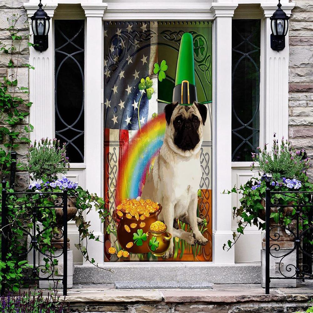 Pug Irish American Door Cover, St Patrick’s Day Door Cover, St Patrick’s Day Door Decor Pug Irish American Door Cover, St Patrick’s Day Door Cover, St Patrick’s Day Door Decor