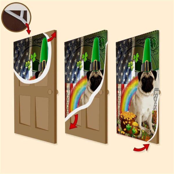 Pug Irish American Door Cover, St Patrick’s Day Door Cover, St Patrick’s Day Door Decor