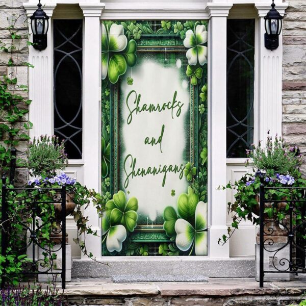 Shamrocks And Shenanigans Door Cover, St Patrick’s Day Door Cover, St Patrick’s Day Door Decor