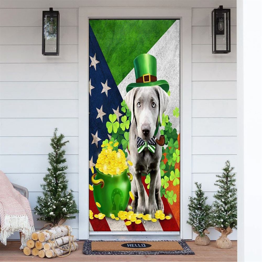 Silver Labrador Door Cover, St Patrick’s Day Door Cover, St Patrick’s Day Door Decor