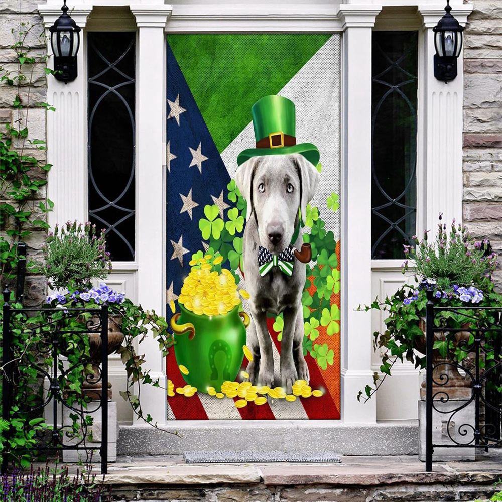 Silver Labrador Door Cover, St Patrick’s Day Door Cover, St Patrick’s Day Door Decor