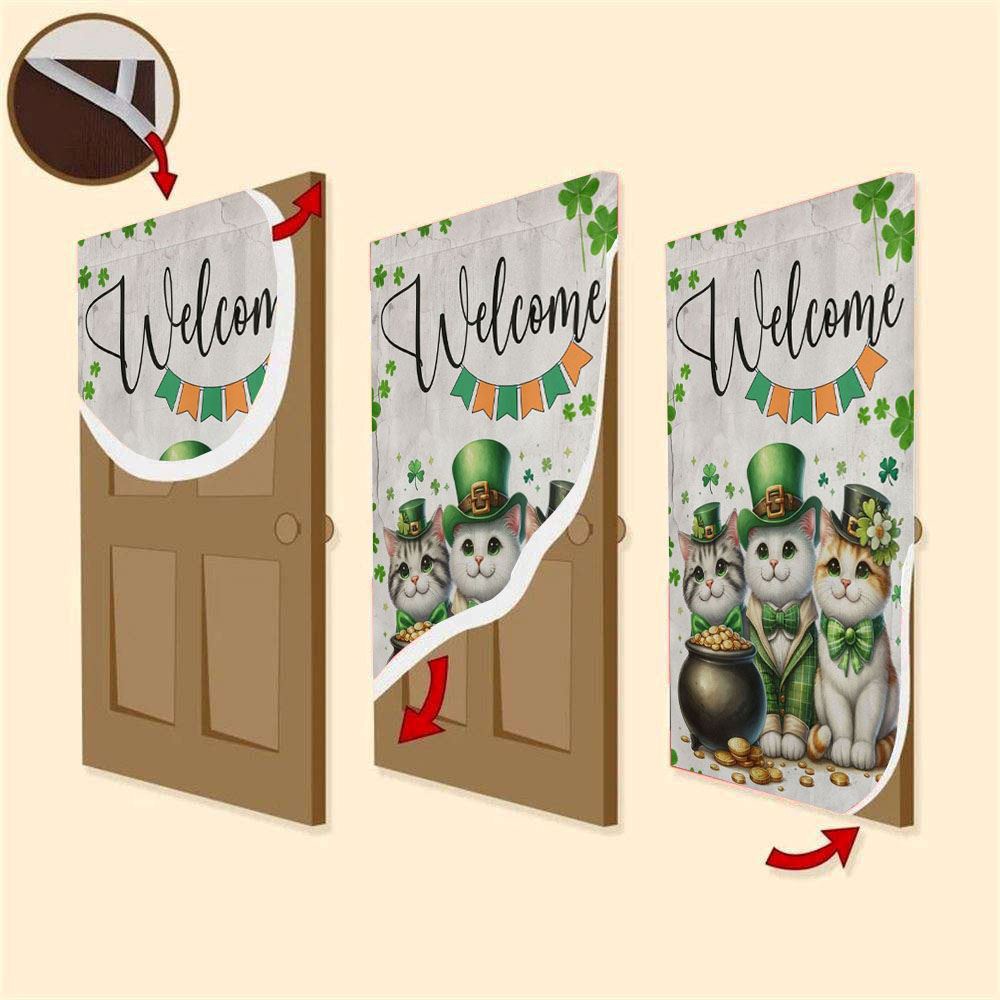 St Patrick’s Day Cat Door Cover, Welcome Cat Clovers, St Patrick’s Day Door Cover, St Patrick’s Day Door Decor St Patrick’s Day Cat Door Cover, Welcome Cat Clovers, St Patrick’s Day Door Cover, St Patrick’s Day Door Decor