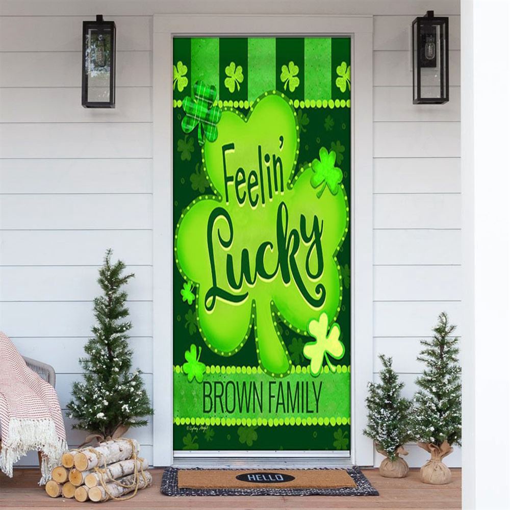 St Patrick’s Day Feelin’ Lucky Personalized Door Cover, St Patrick’s Day Door Cover, St Patrick’s Day Door Decor