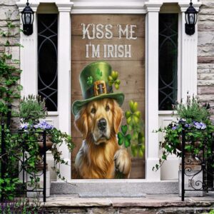 St Patrick s Day Golden Retriever Door Cover Kiss Me I m Irish St Patrick s Day Door Cover St Patrick s Day Door Decor 2 wbmotn.jpg
