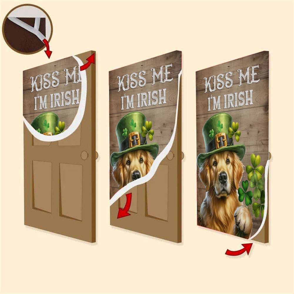 St Patrick’s Day Golden Retriever Door Cover, Kiss Me I’m Irish, St Patrick’s Day Door Cover, St Patrick’s Day Door Decor