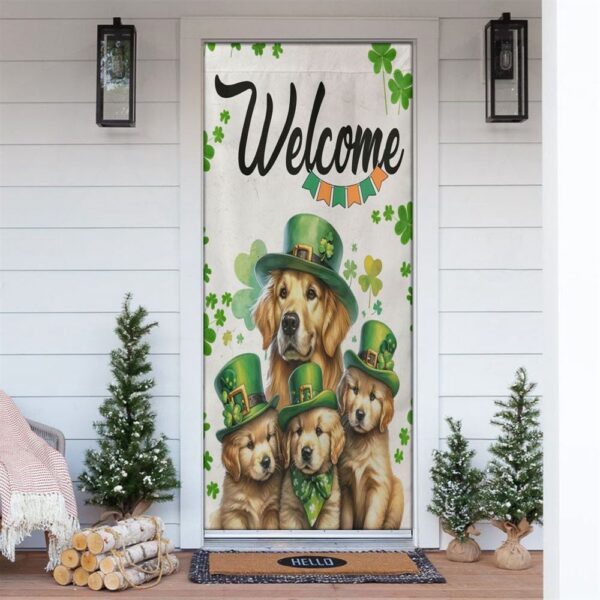 St Patrick’s Day Golden Retriever Door Cover, St Patrick’s Day Dog Door Cover, St Patrick’s Day Door Cover, St Patrick’s Day Door Decor