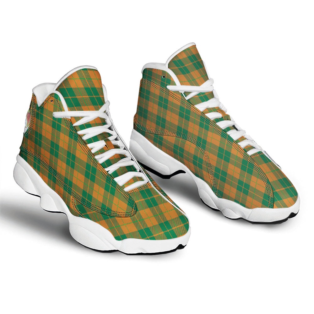 St Patrick’s Day Shoes, Saint Patrick’s Day Irish Tartan Print White Basketball Shoes St Patrick’s Day Shoes, Saint Patrick’s Day Irish Tartan Print White Basketball Shoes