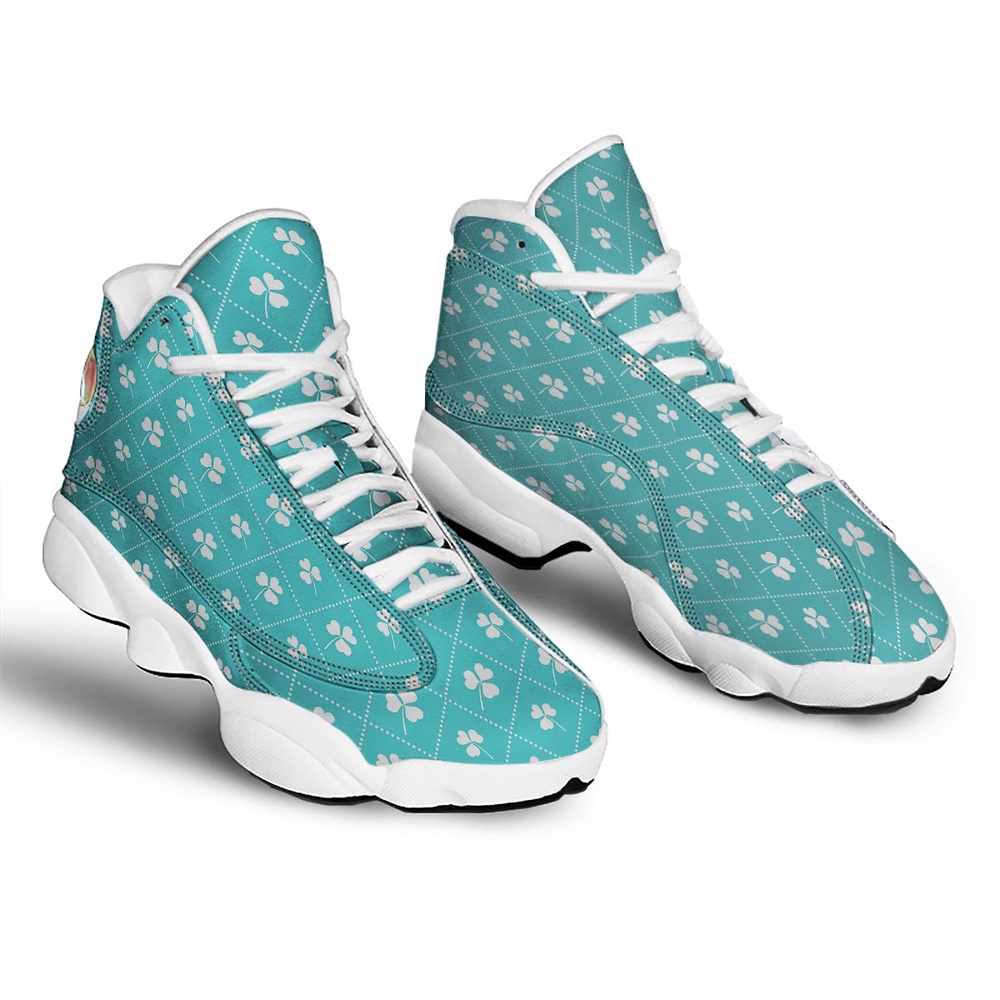 St Patrick’s Day Shoes, Saint Patrick’s Day Shamrock Print Pattern White Basketball Shoes St Patrick’s Day Shoes, Saint Patrick’s Day Shamrock Print Pattern White Basketball Shoes